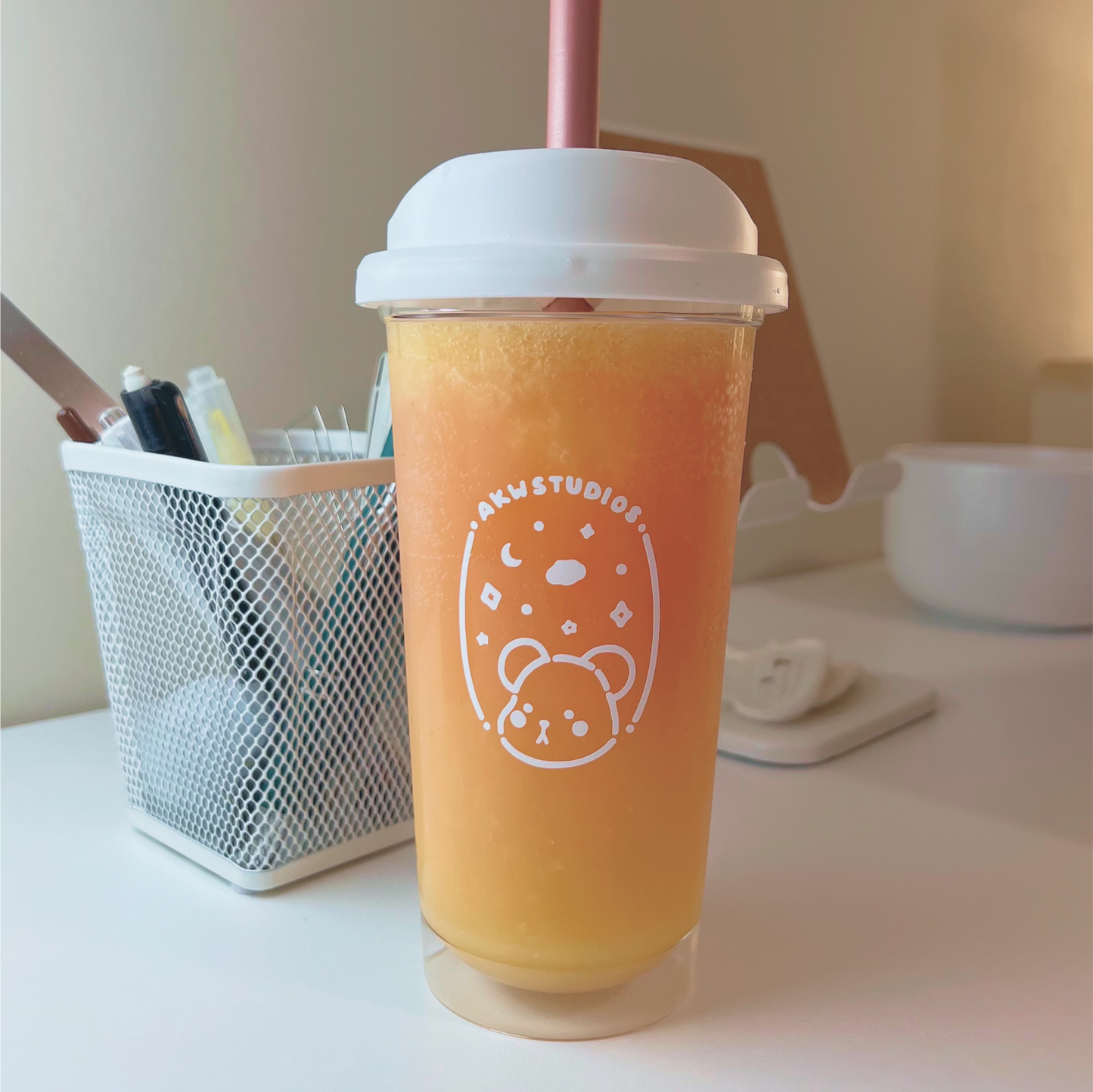 Starry Night Reusable Cup with Straw Set