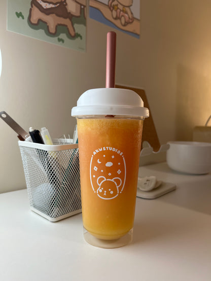 Starry Night Reusable Cup with Straw Set