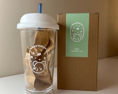 Starry Night Reusable Cup with Straw Set