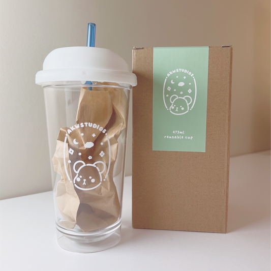 Starry Night Reusable Cup with Straw Set